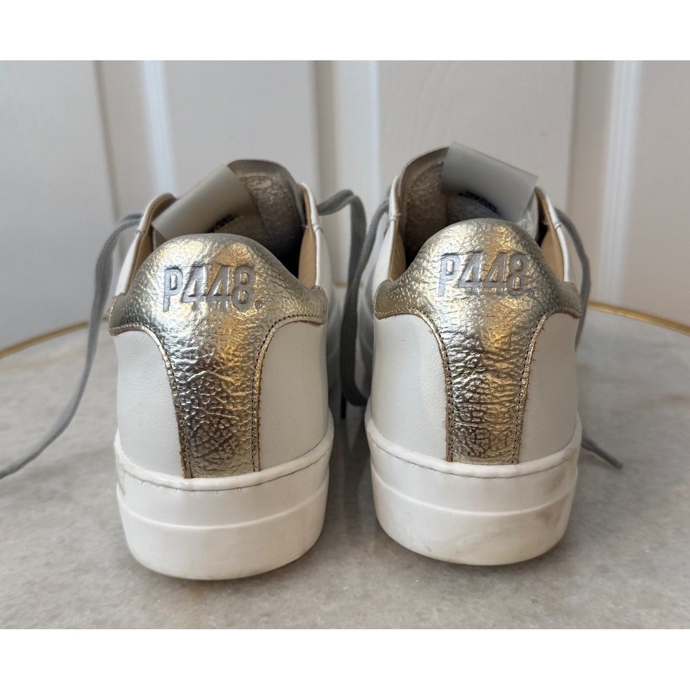 P448 John Leather White Low Top Platform Sneakers Womens 39 - Picture 4 of 9